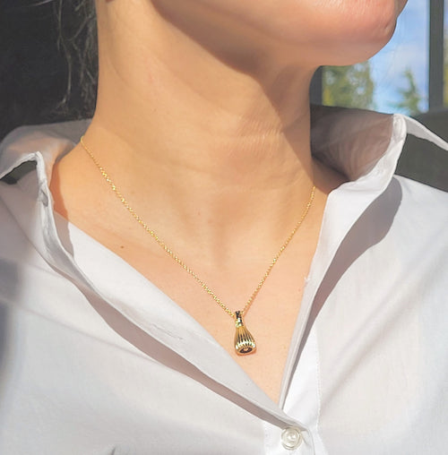 The Sana Matcha Whisk Necklace in Gold