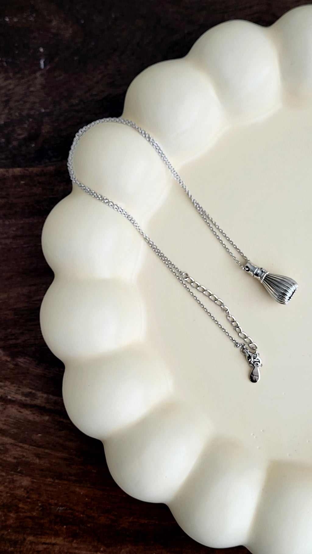 The Sana Matcha Whisk Necklace in Silver