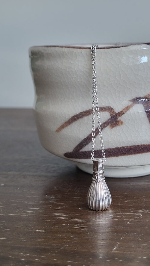 The Sana Matcha Whisk Necklace in Gold