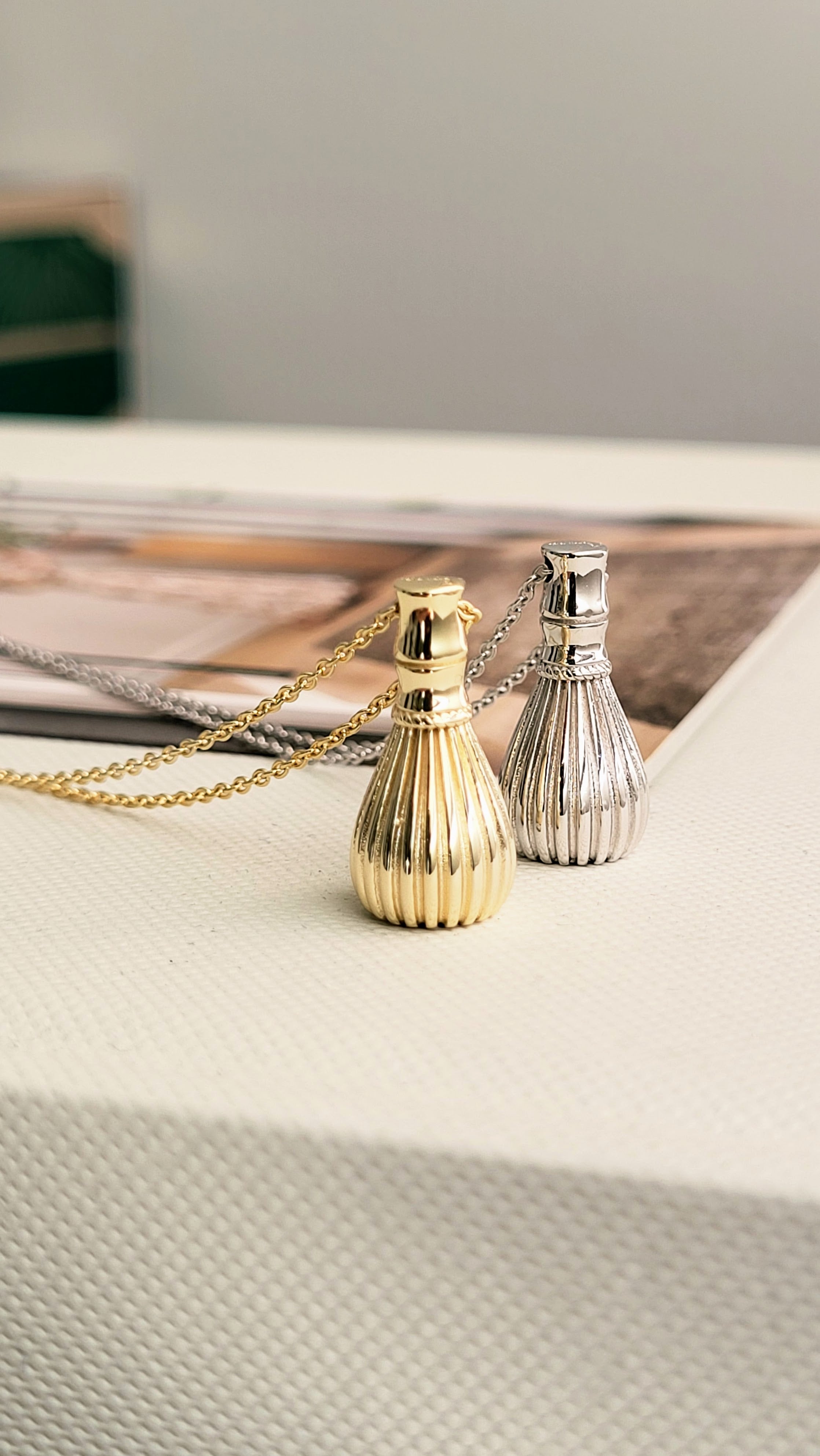 The Sana Matcha Whisk Necklace in Silver